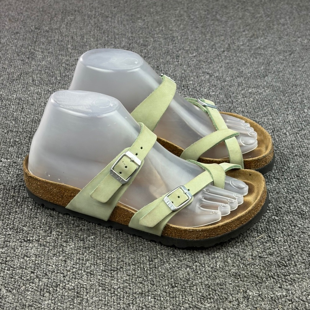 Birkenstock Mayari Sandals Size 37 Regular Faded Lime Soft Footbed Toe Loop